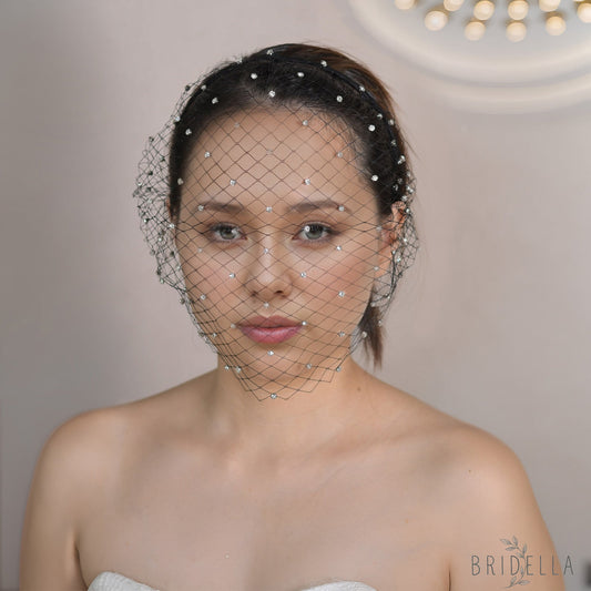 VA06-B black rhinestone mesh headband