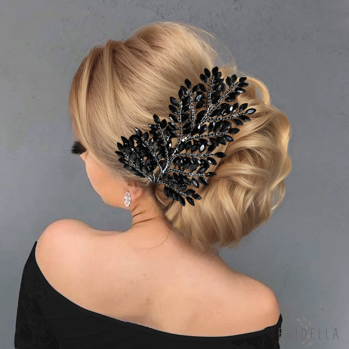 HP759-Black black rhinestone pearl headband