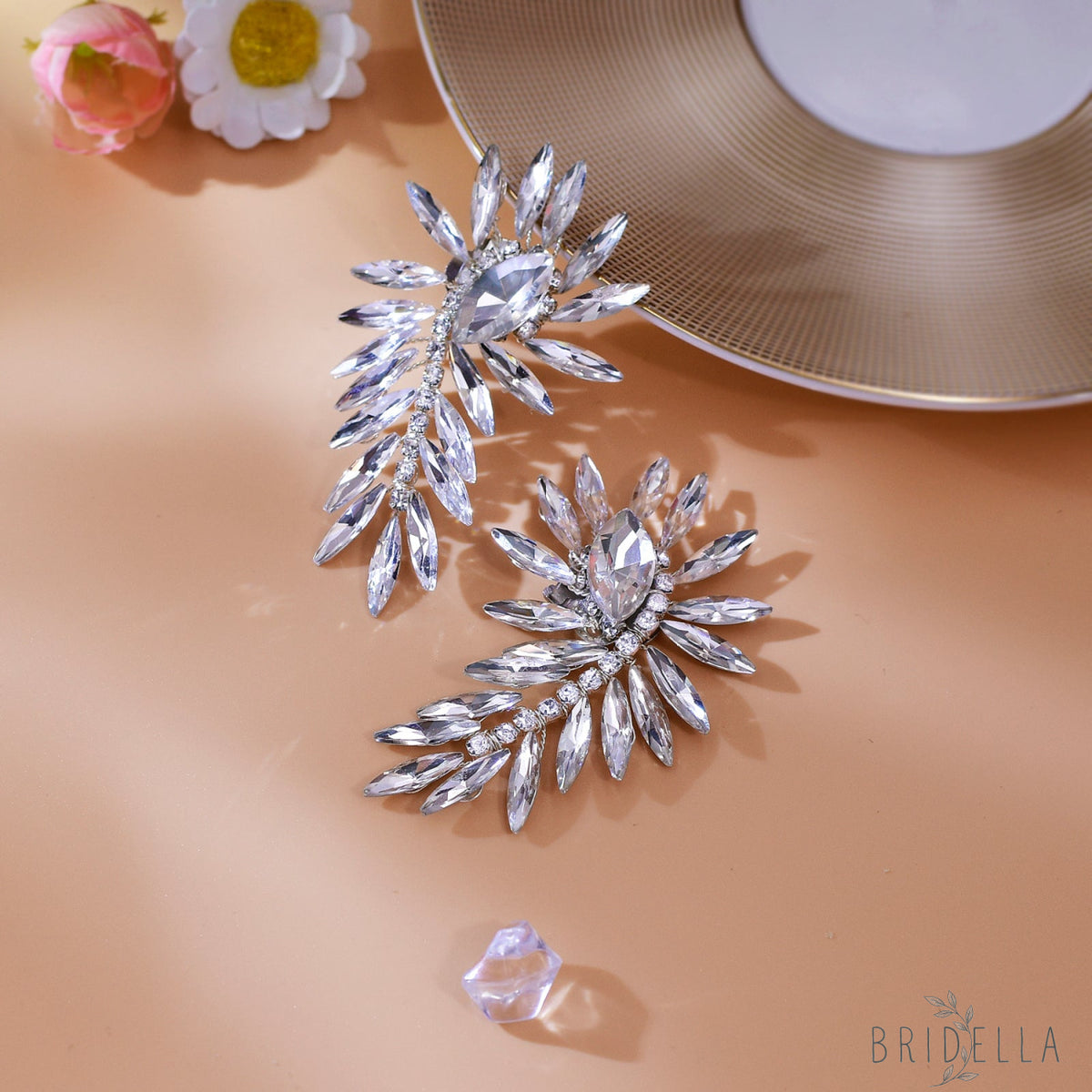Bling Rhinestone Bridal Shoe Clips Wedding Heel Decoration - Bridella BHX57 - White