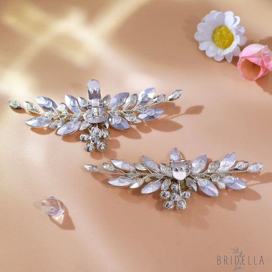 Bling Rhinestone Bridal Shoe Clips Wedding Heel Decoration - Bridella BHX58 - White