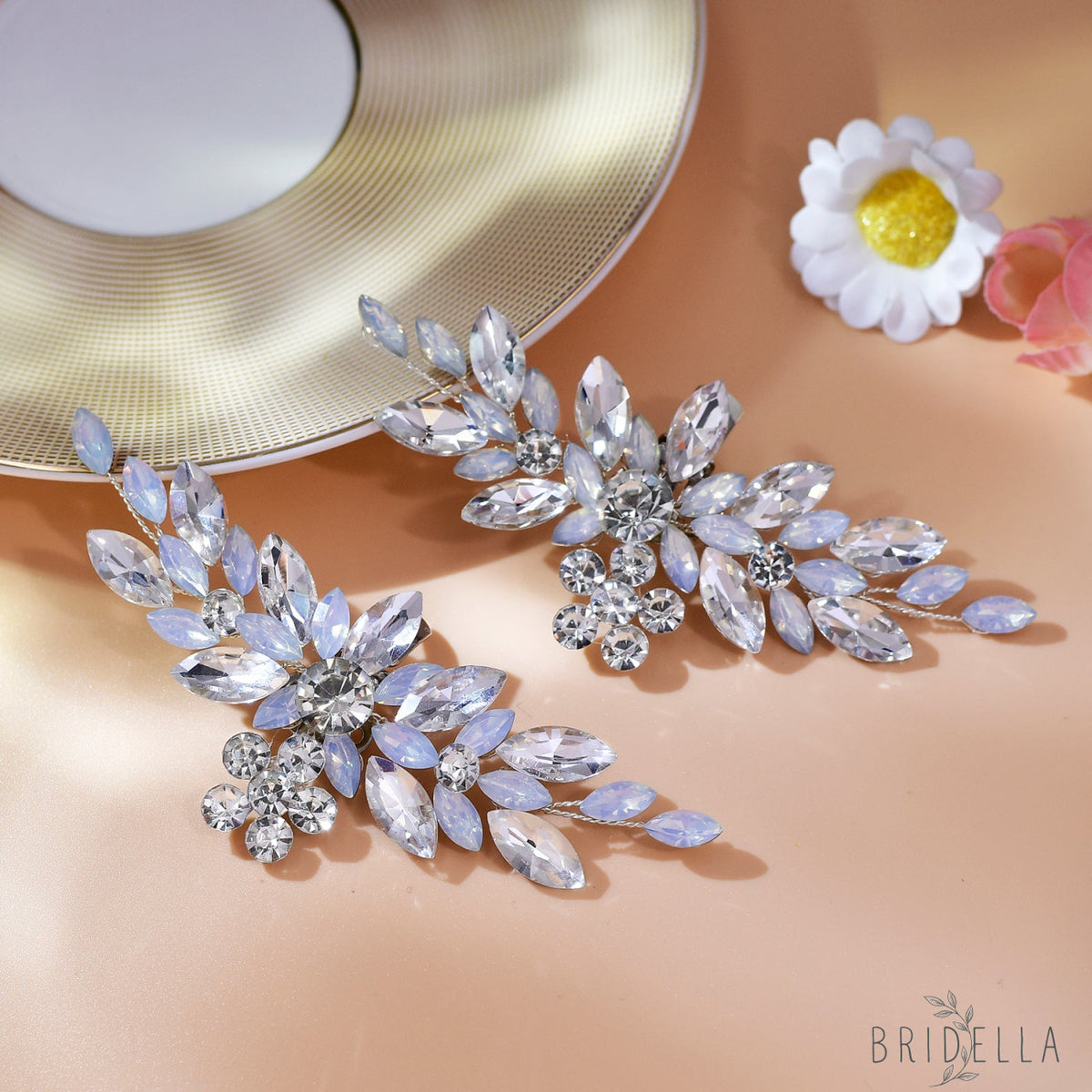 Bling Rhinestone Bridal Shoe Clips Wedding Heel Decoration - Bridella BHX58 - White