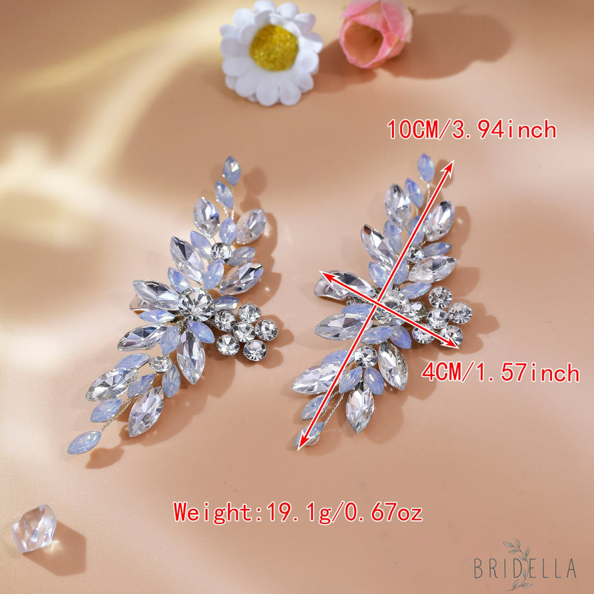 Bling Rhinestone Bridal Shoe Clips Wedding Heel Decoration - Bridella BHX58 - White