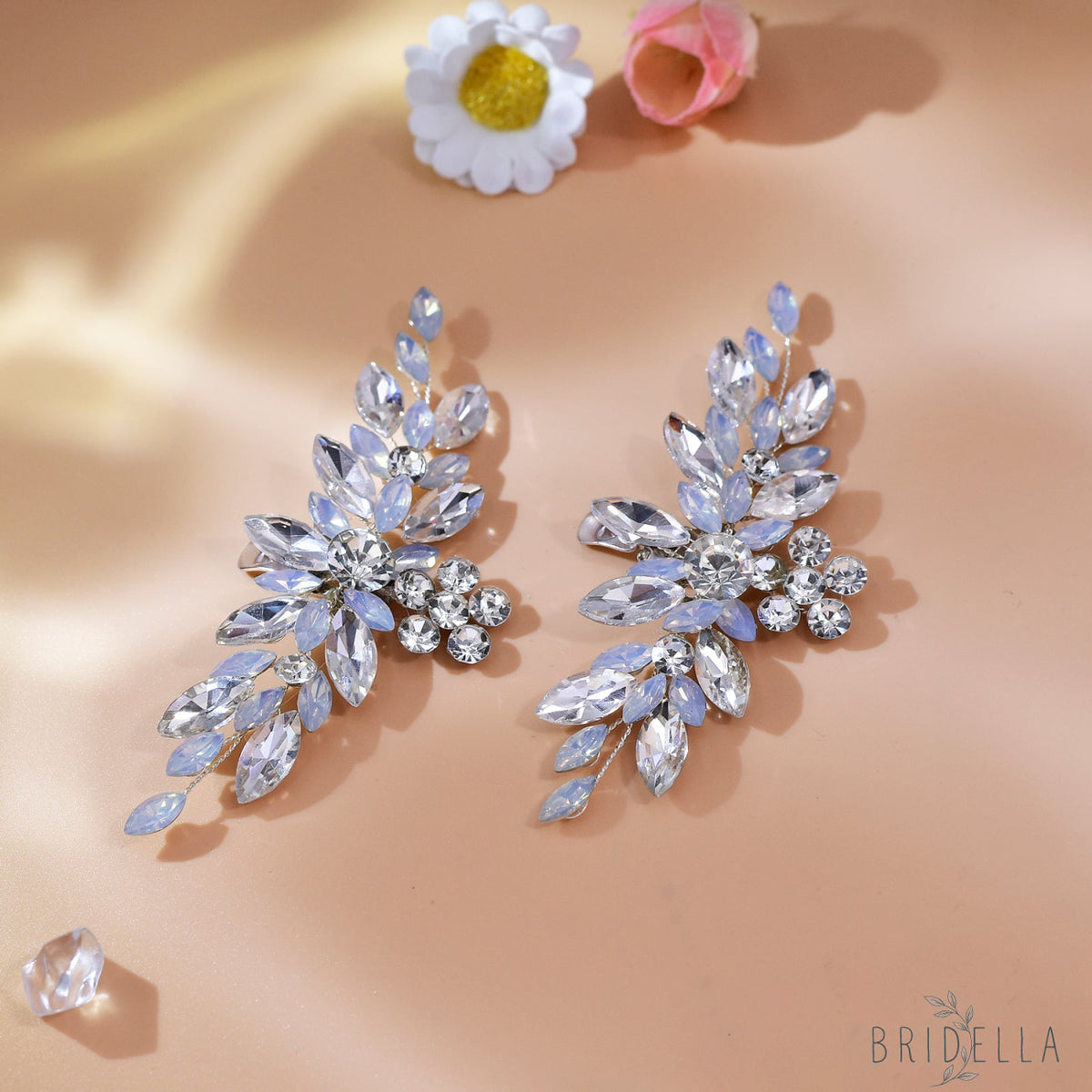 Bling Rhinestone Bridal Shoe Clips Wedding Heel Decoration - Bridella BHX58 - White