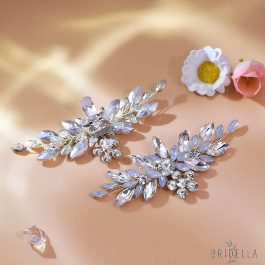 Bling Rhinestone Bridal Shoe Clips Wedding Heel Decoration - Bridella BHX58 - White