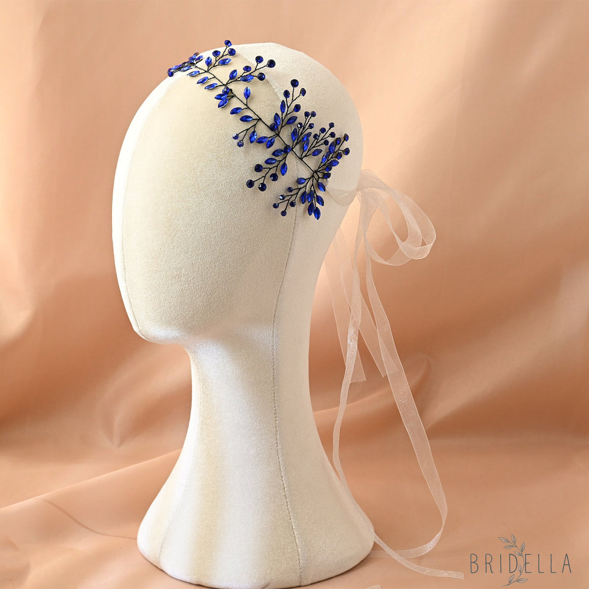 Blue Rhinestone Bridal Hair Vine – Bridella BHP21 - Blue