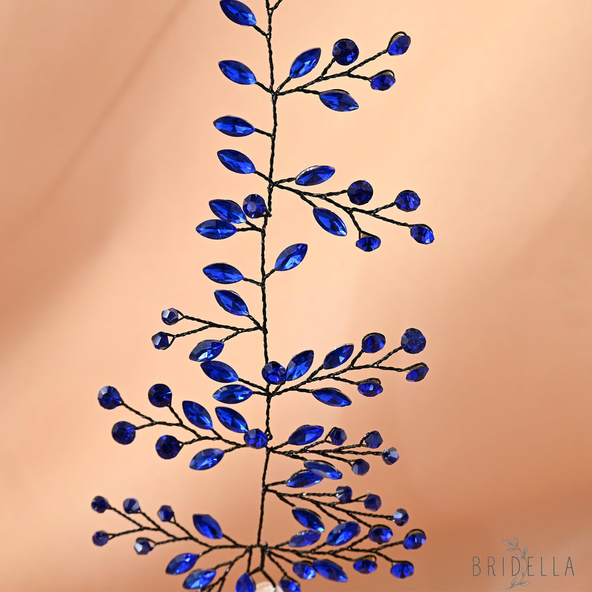 Blue Rhinestone Bridal Hair Vine – Bridella BHP21 - Blue