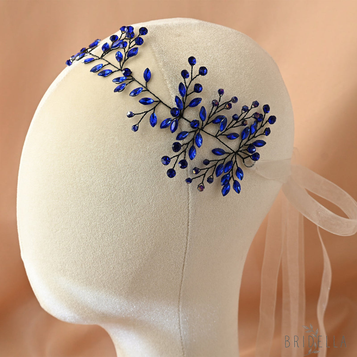Blue Rhinestone Bridal Hair Vine – Bridella BHP21 - Blue