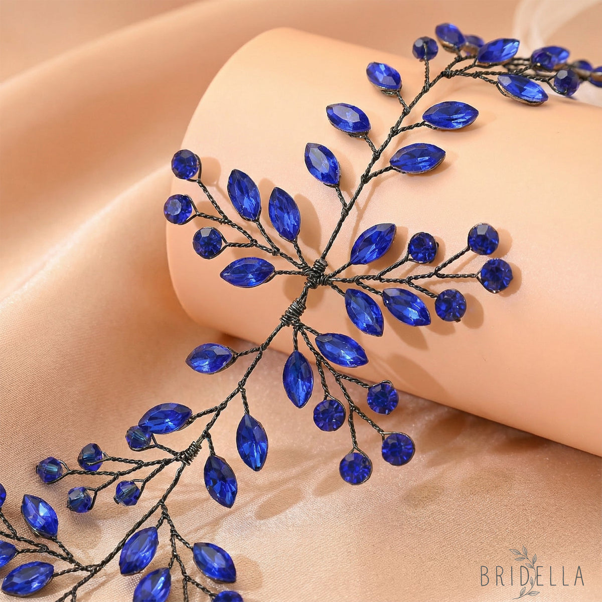 Blue Rhinestone Bridal Hair Vine – Bridella BHP21 - Blue
