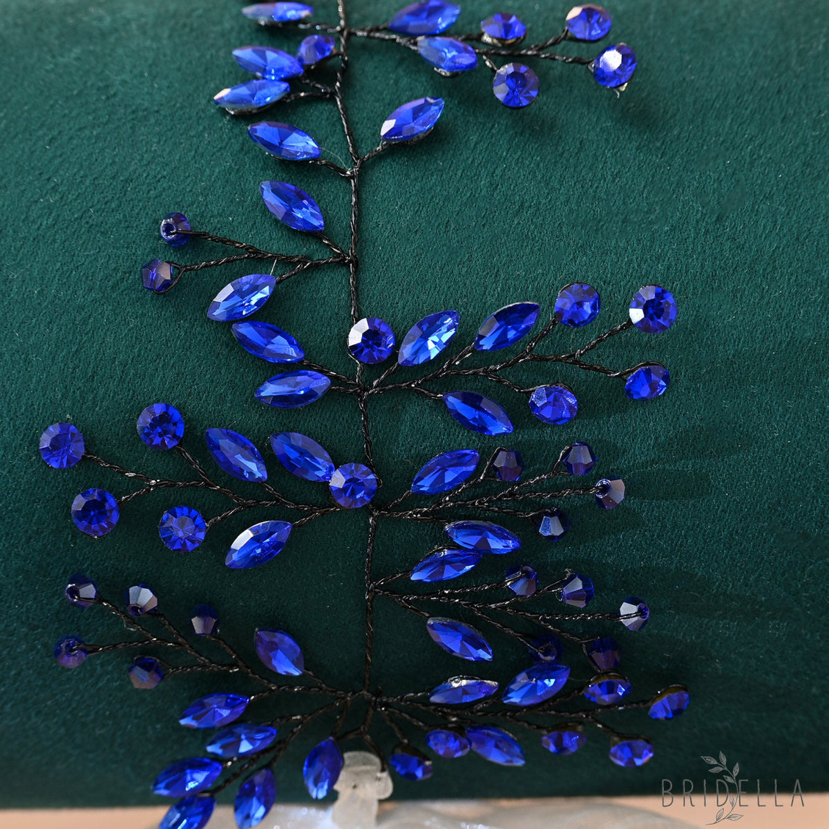 Blue Rhinestone Bridal Hair Vine – Bridella BHP21 - Blue