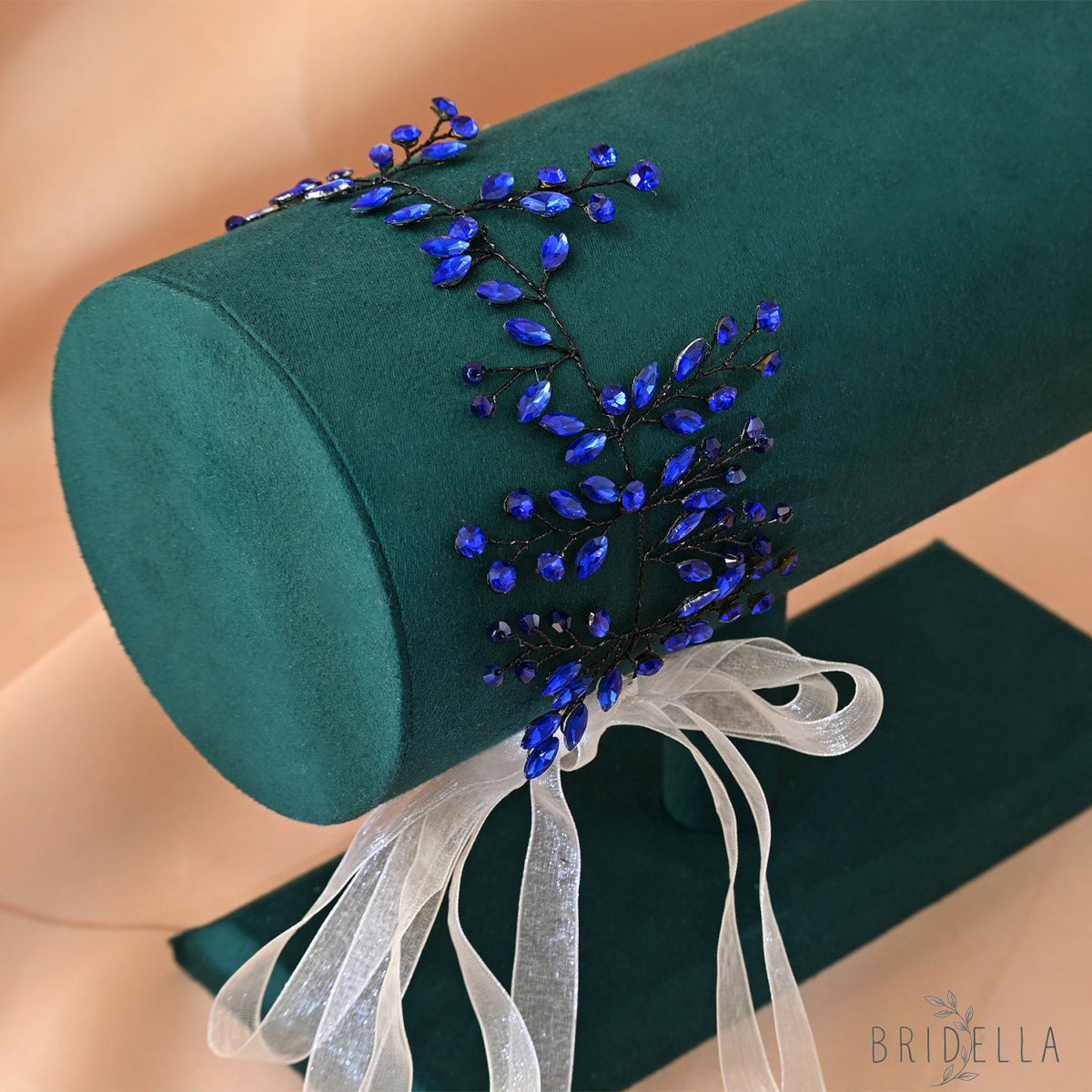Blue Rhinestone Bridal Hair Vine – Bridella BHP21 - Blue