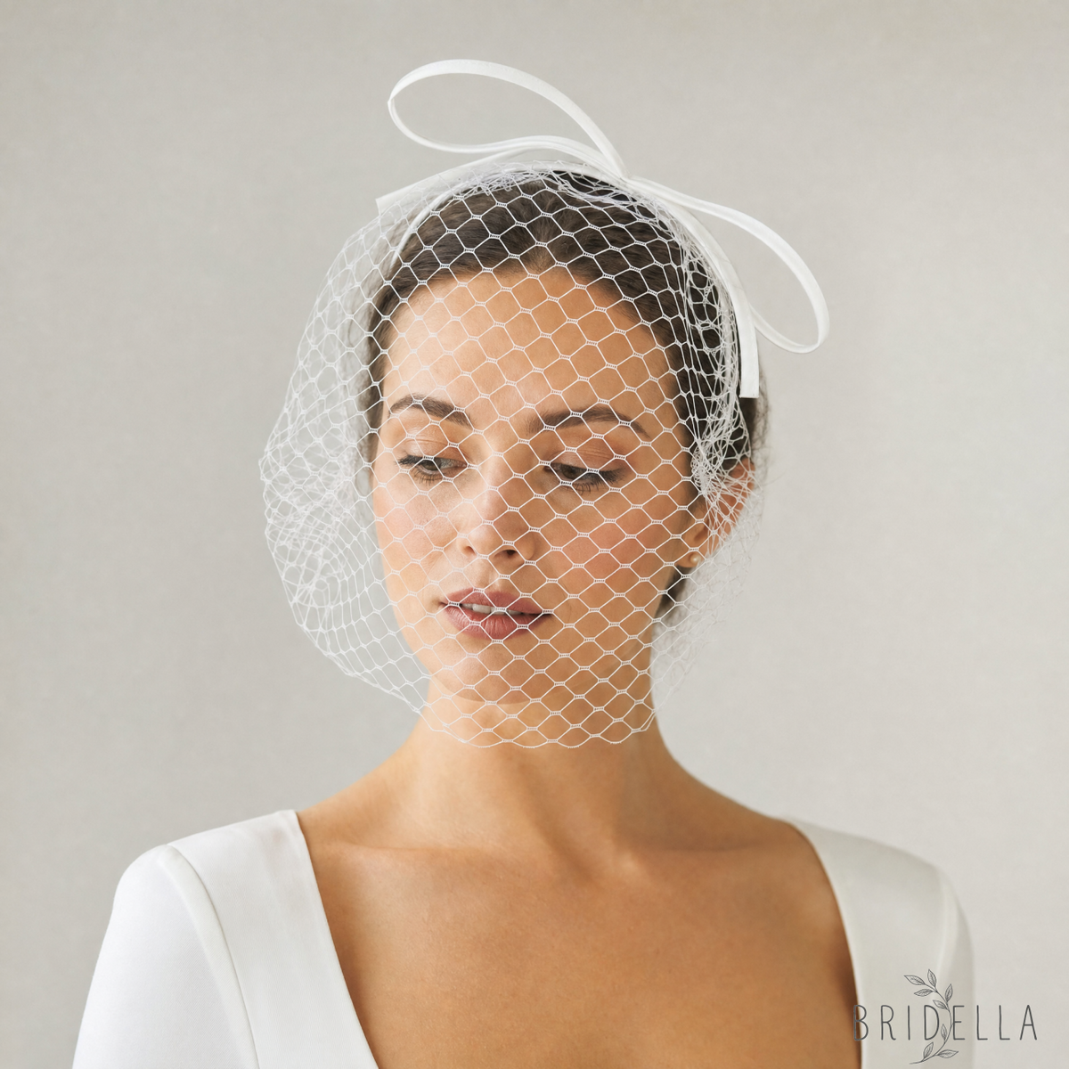 Bow Birdcage Bridal Veil Wedding Headband Veil - Bridella BMA23-W - IVONY