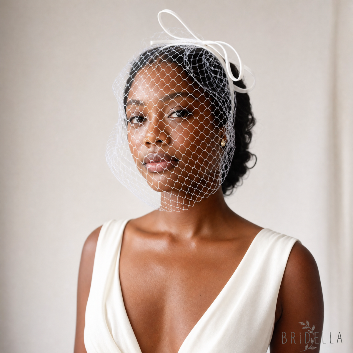 Bow Birdcage Bridal Veil Wedding Headband Veil - Bridella BMA23-W - IVONY