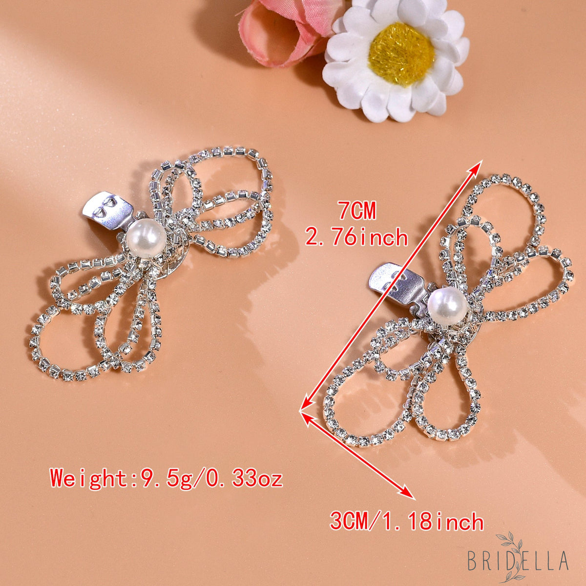 Bow Rhinestone Bridal Shoe Clips Wedding Heel Decoration - Bridella BHX66 - White