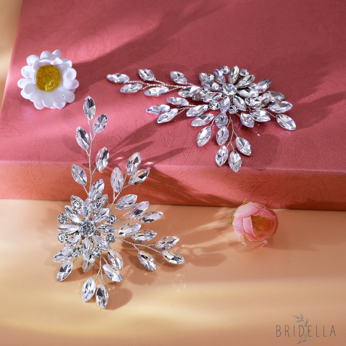 Bridal Rhinestone Shoe Clips Wedding Heel Side Decoration - Bridella BHX54 - White