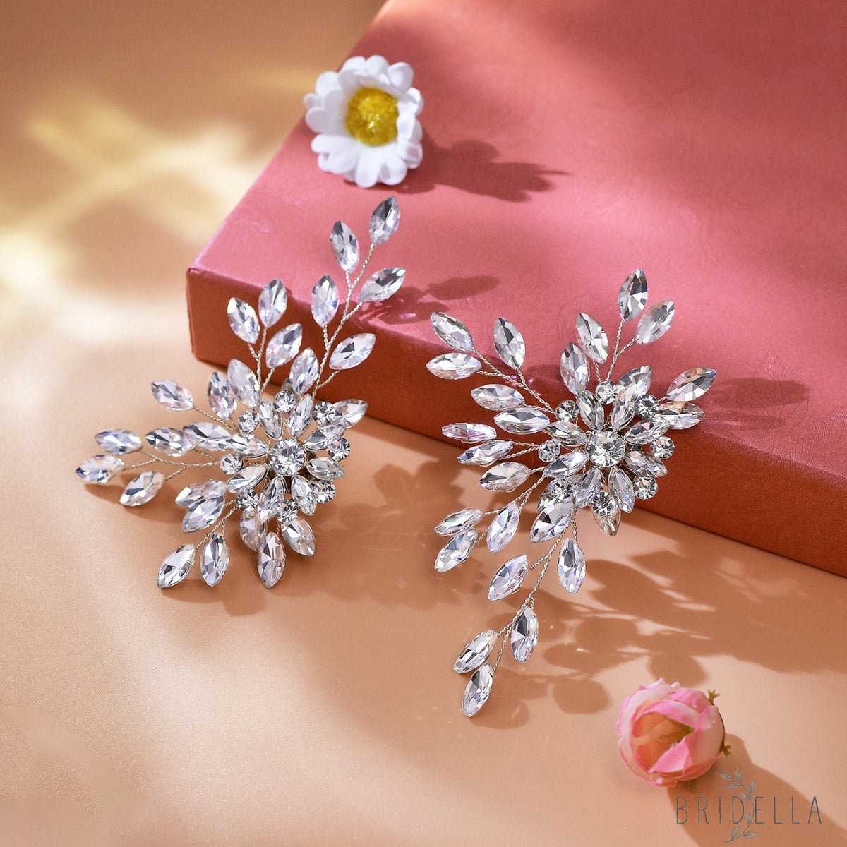 Bridal Rhinestone Shoe Clips Wedding Heel Side Decoration - Bridella BHX54 - White