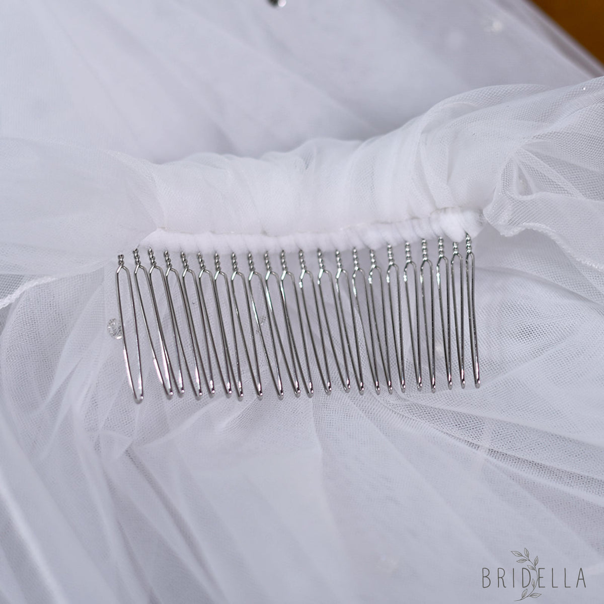 M128-I white rhinestone mesh hair comb