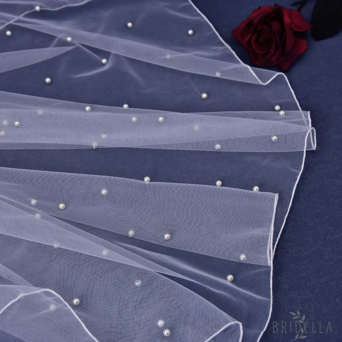 V06-IY0.9 ivory pearl mesh hair comb