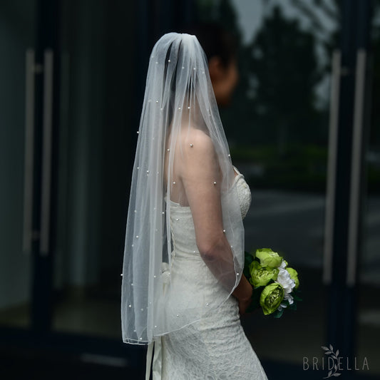 V06-IY0.9 ivory pearl mesh hair comb