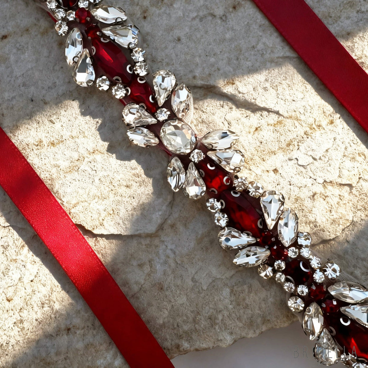 Burgundy Rhinestone Belt - Burgundy - Blets