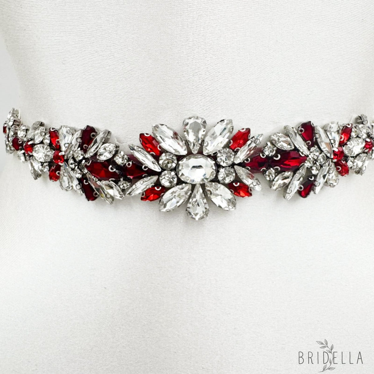 Burgundy Rhinestone Belt - Bridella BS122R - Burgundy - Belts