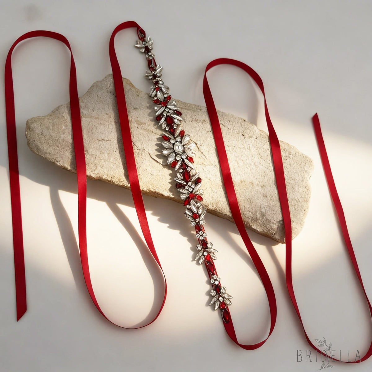 Burgundy Rhinestone Belt - Bridella BS122R - Burgundy - Belts