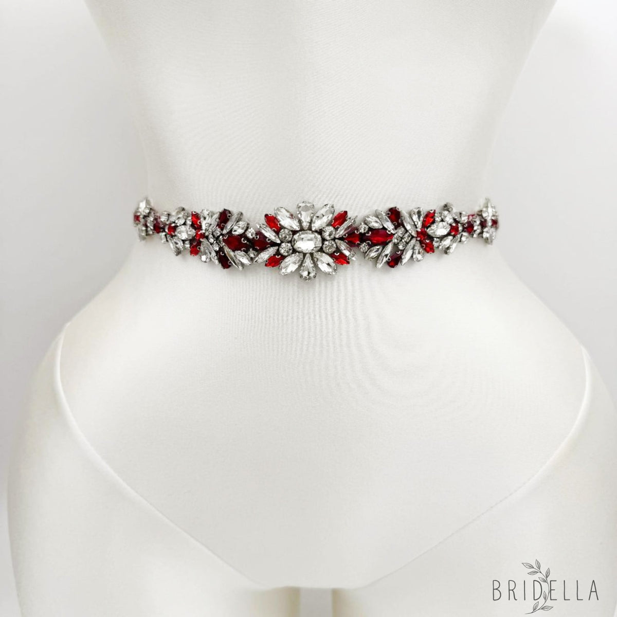 Burgundy Rhinestone Belt - Bridella BS122R - Burgundy - Belts
