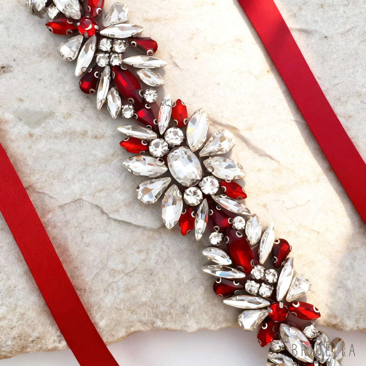 Burgundy Rhinestone Belt - Bridella BS122R - Burgundy - Belts