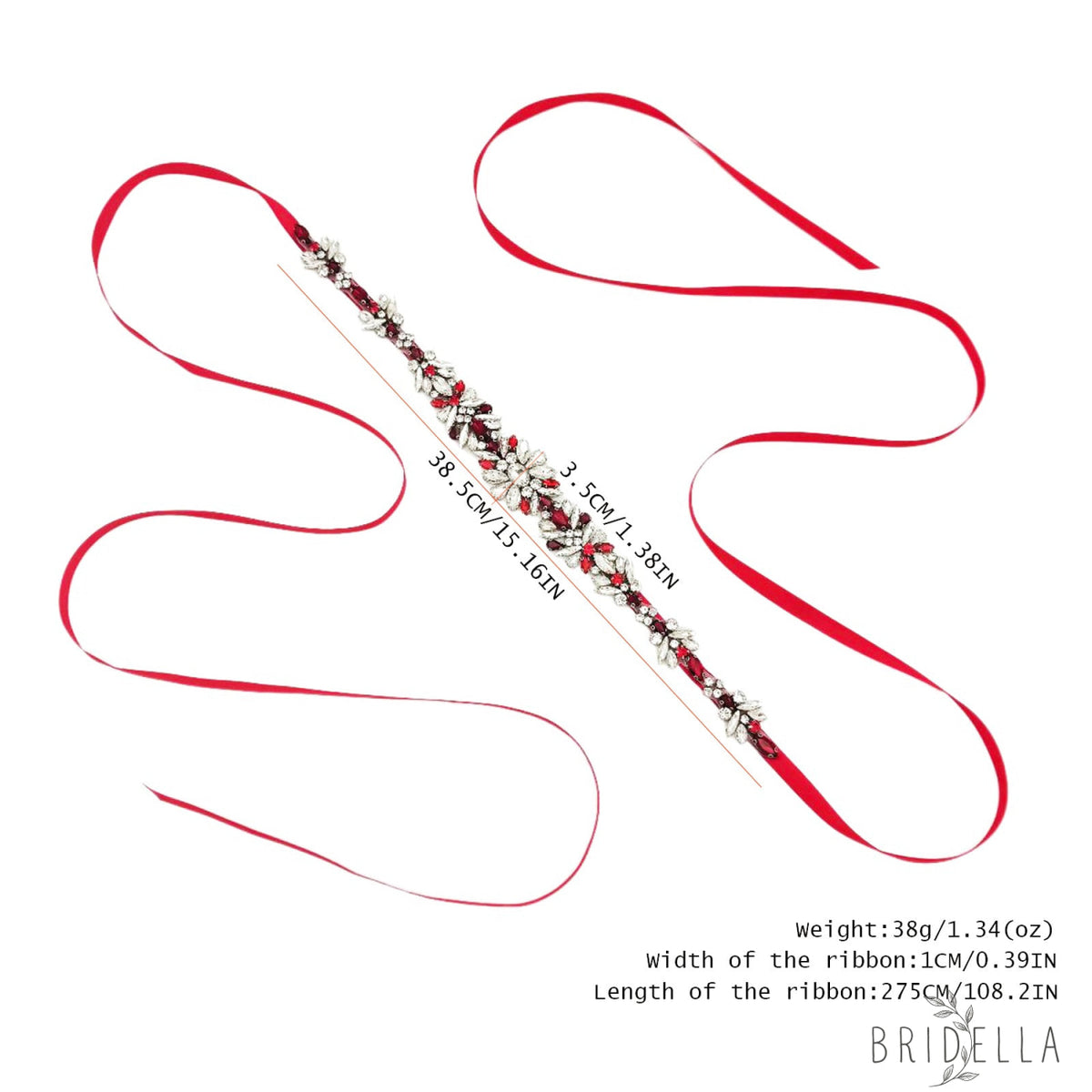 Burgundy Rhinestone Belt - Bridella BS122R - Burgundy - Belts