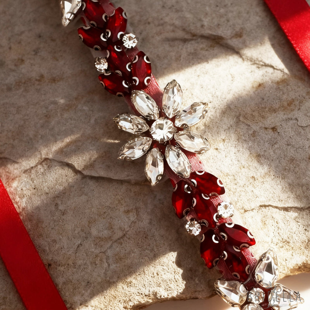 Burgundy Rhinestone Belt - Bridella BS174R - Burgundy - Blets