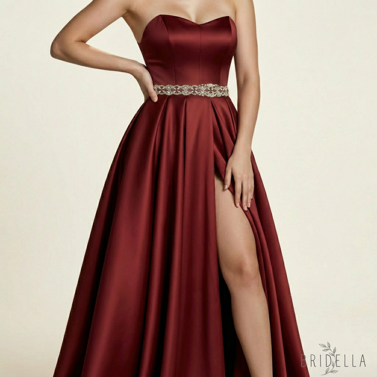 Burgundy Rhinestone Belt - Bridella BS174R - Burgundy - Blets
