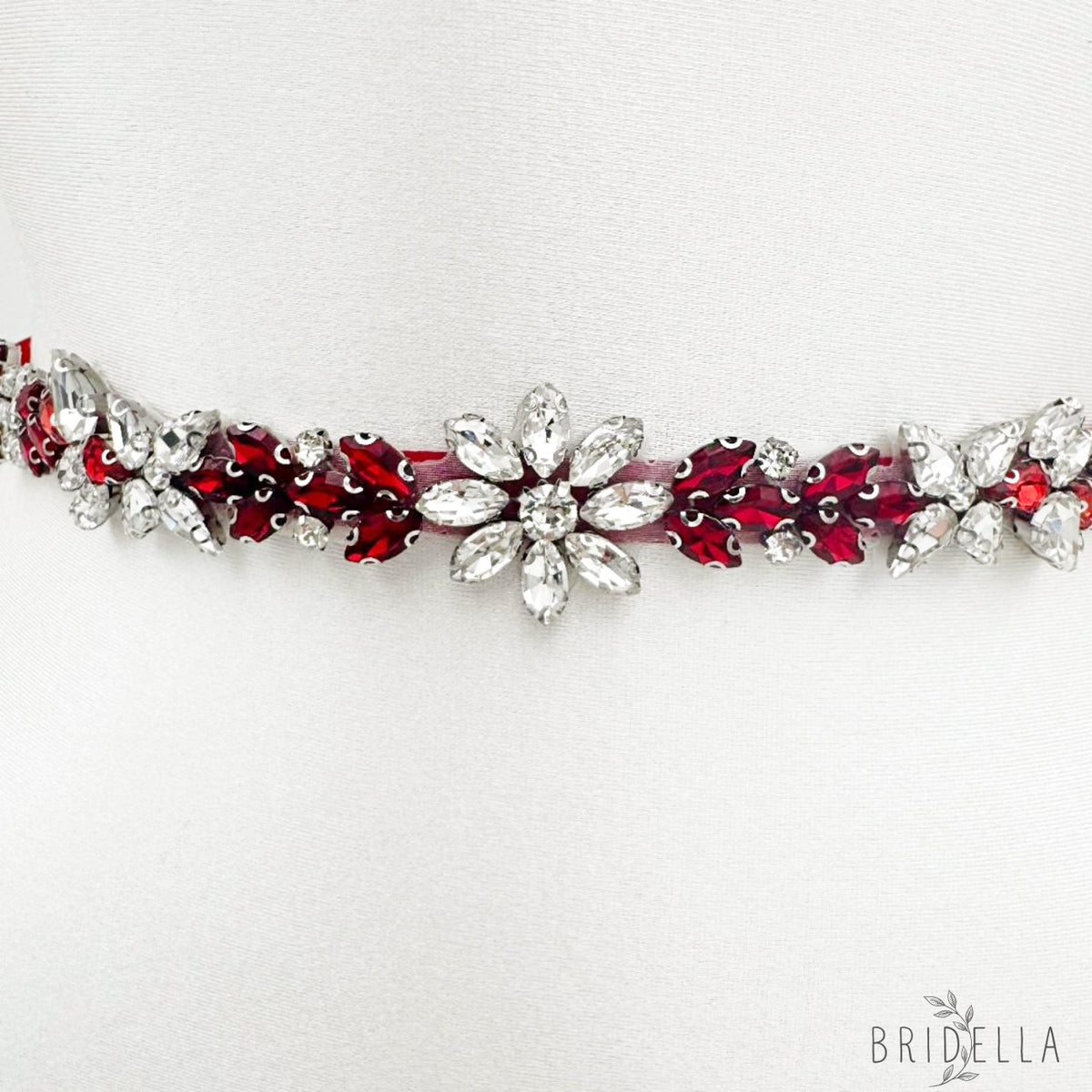 Burgundy Rhinestone Belt - Bridella BS174R - Burgundy - Blets