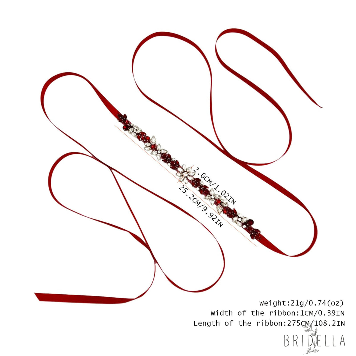 Burgundy Rhinestone Belt - Bridella BS174R - Burgundy - Blets