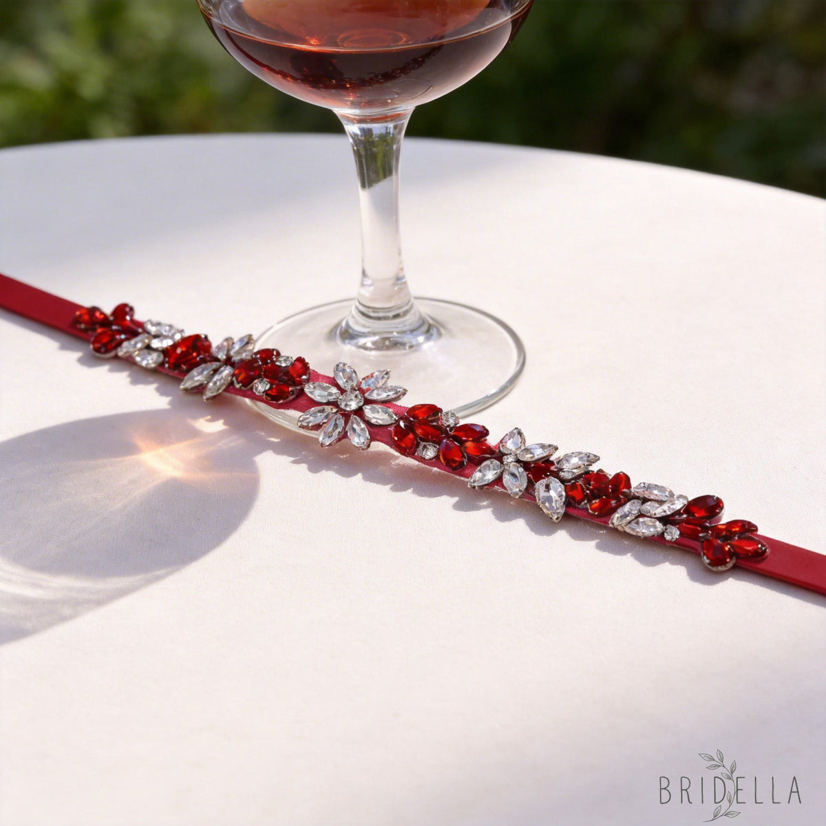 Burgundy Rhinestone Belt - Bridella BS174R - Burgundy - Blets