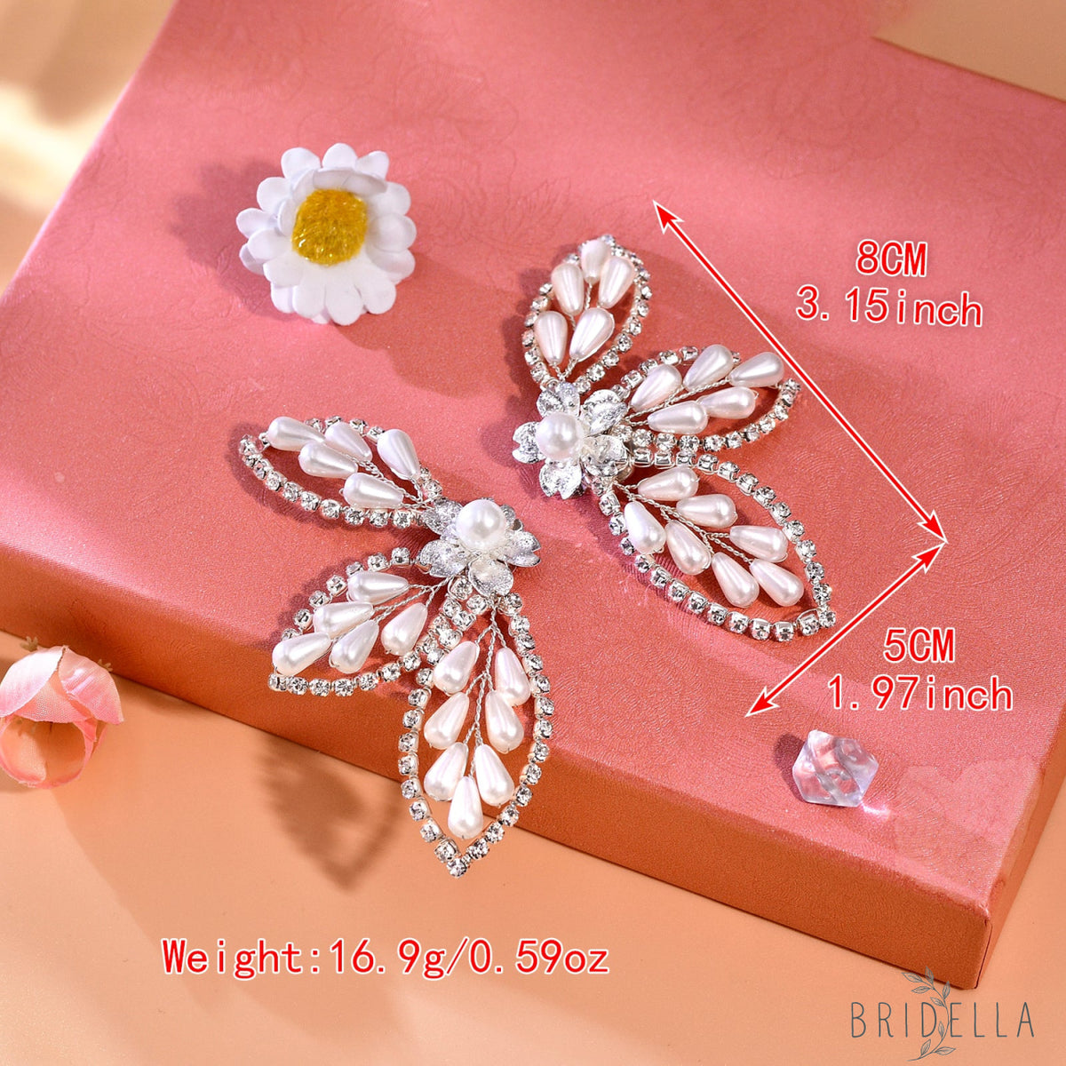 Butterfly Pearl Bridal Shoe Clips Wedding Heel Decoration - Bridella BHX62 - White