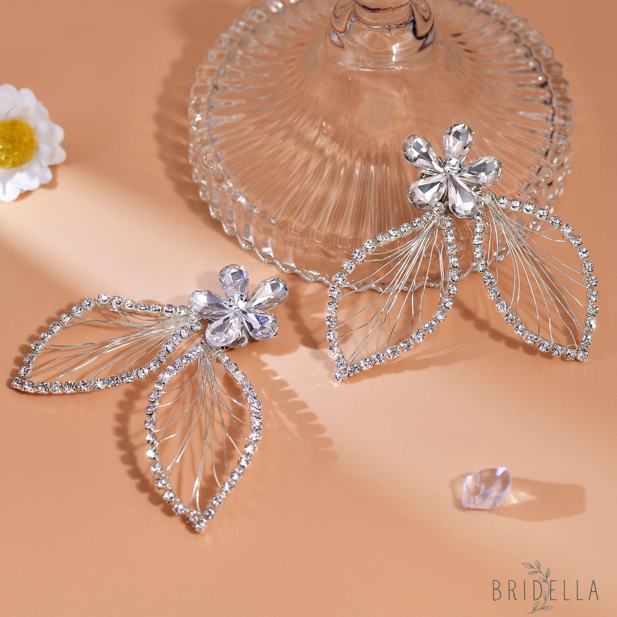 Butterfly Rhinestone Bridal Shoe Clips Wedding Heel Decoration - Bridella BHX52 - White