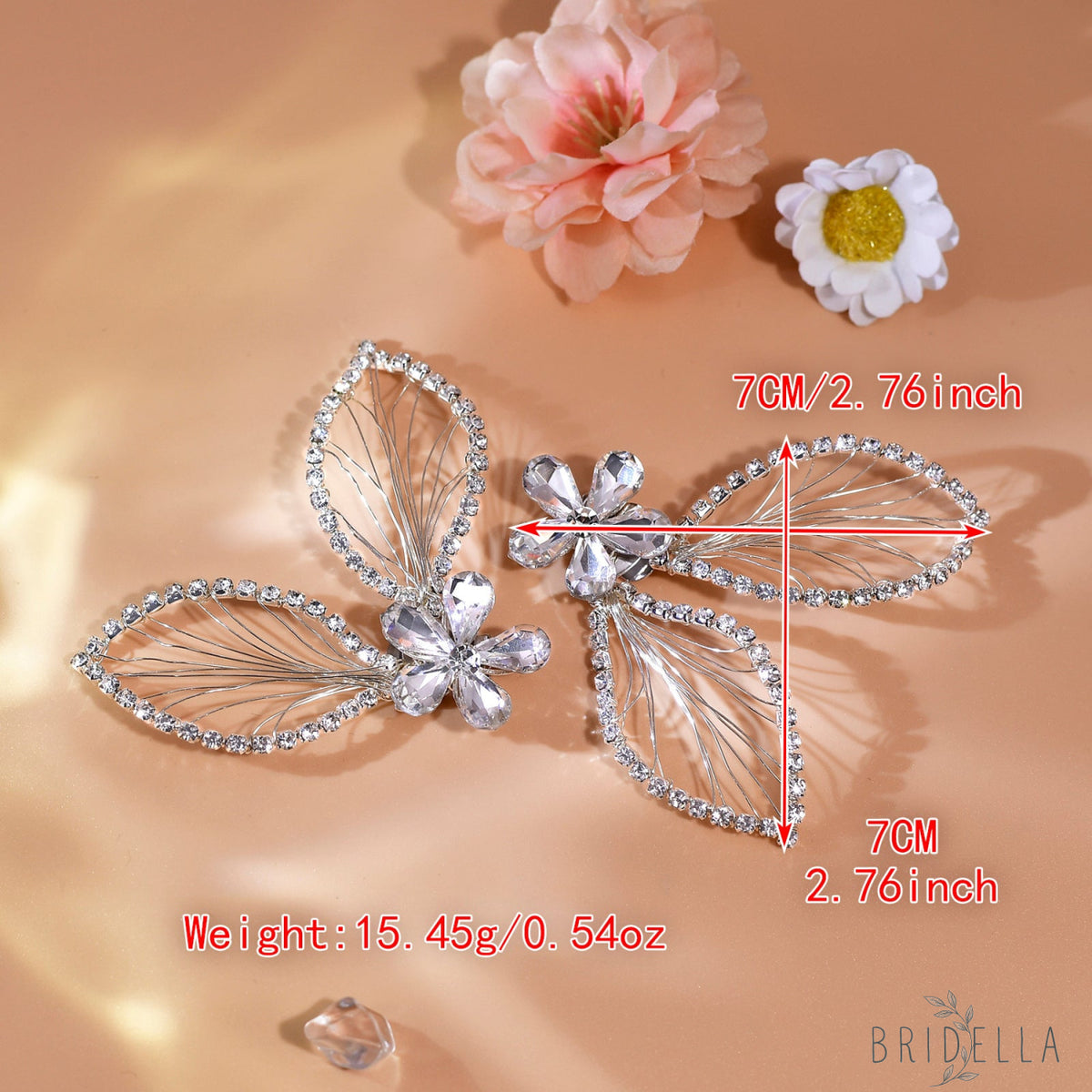 Butterfly Rhinestone Bridal Shoe Clips Wedding Heel Decoration - Bridella BHX52 - White