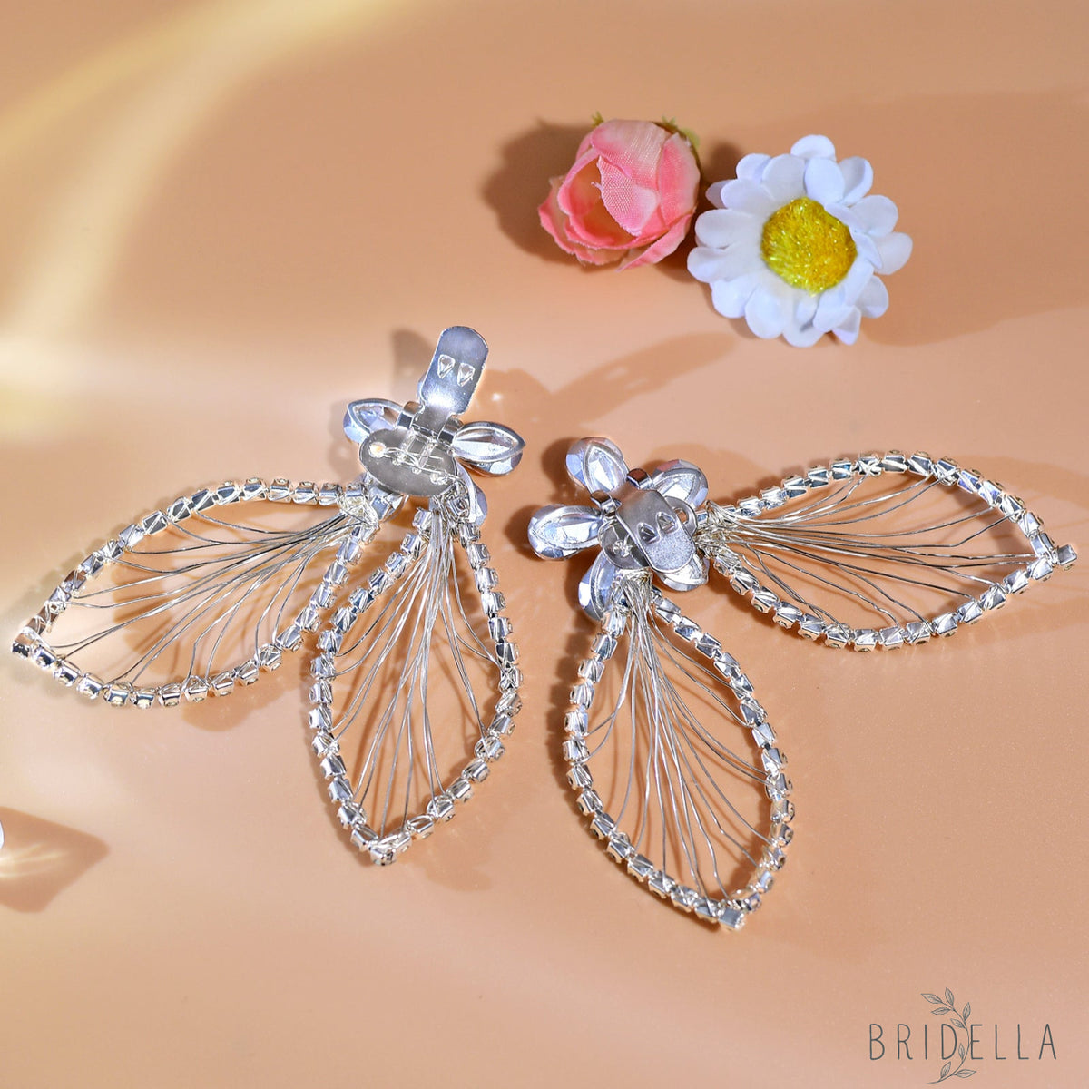 Butterfly Rhinestone Bridal Shoe Clips Wedding Heel Decoration - Bridella BHX52 - White