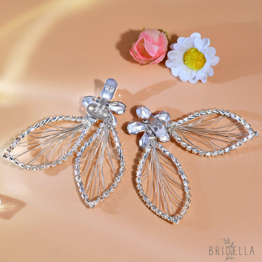 Butterfly Rhinestone Bridal Shoe Clips Wedding Heel Decoration - Bridella BHX52 - White