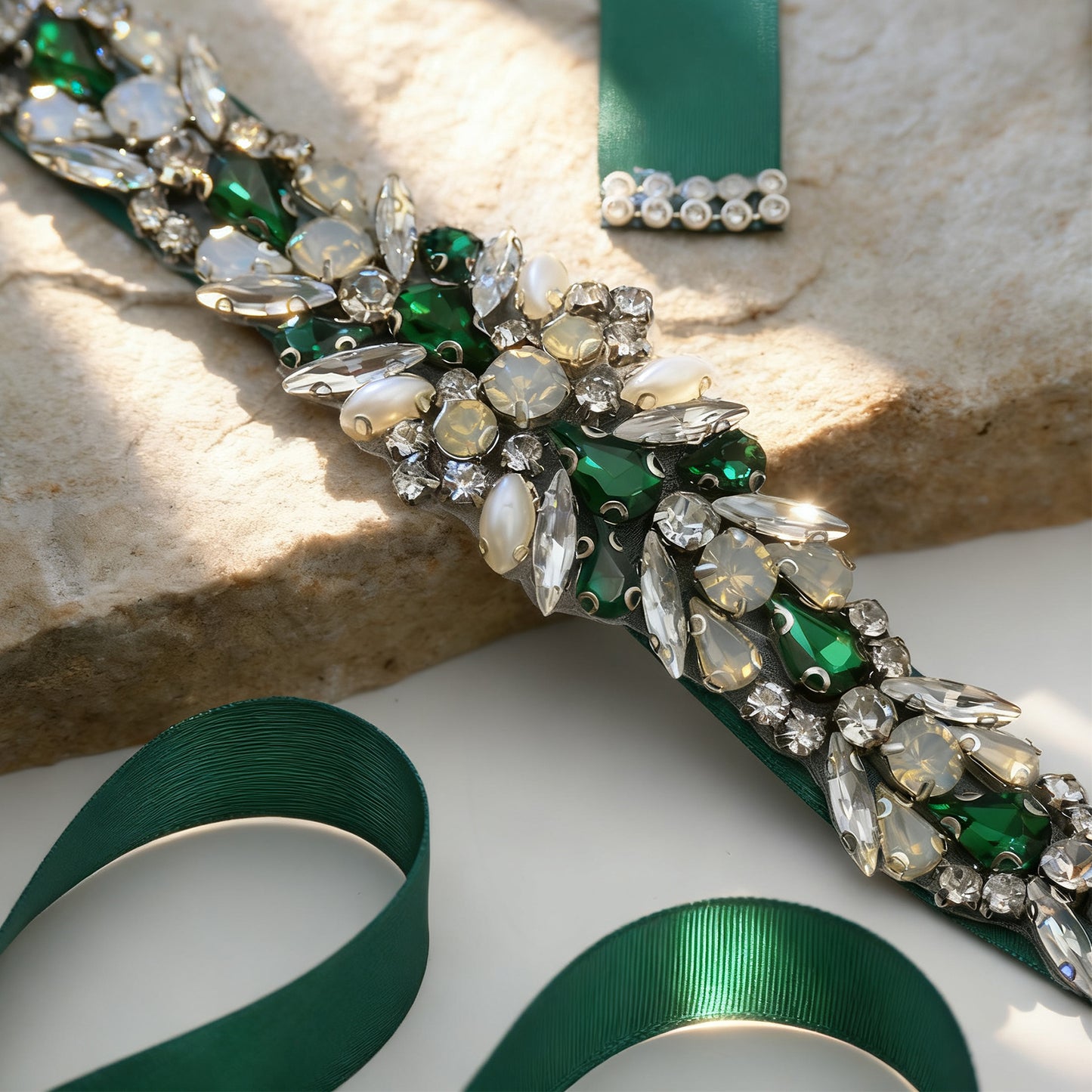 Bridella BS57KL Green Rhinestone Belt