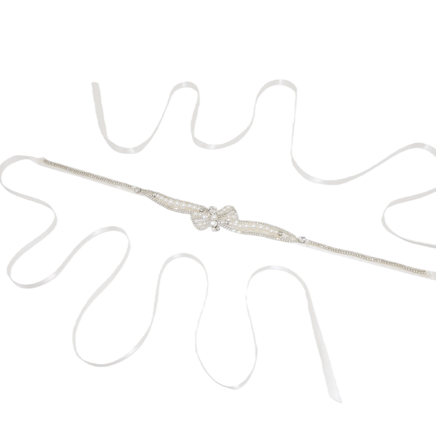 Bridella BS97 Off White Rhinestone & Pearl Belt