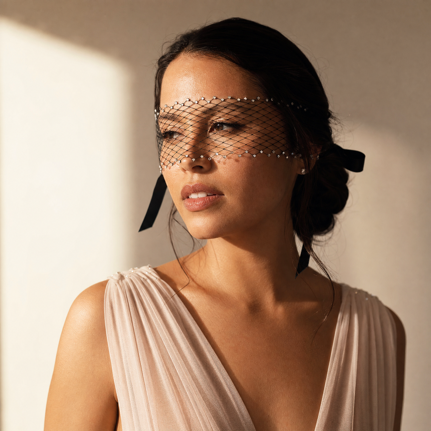 Sparkling Birdcage Bridal Veil Diamond Wedding Veil - Bridella BMA17-B