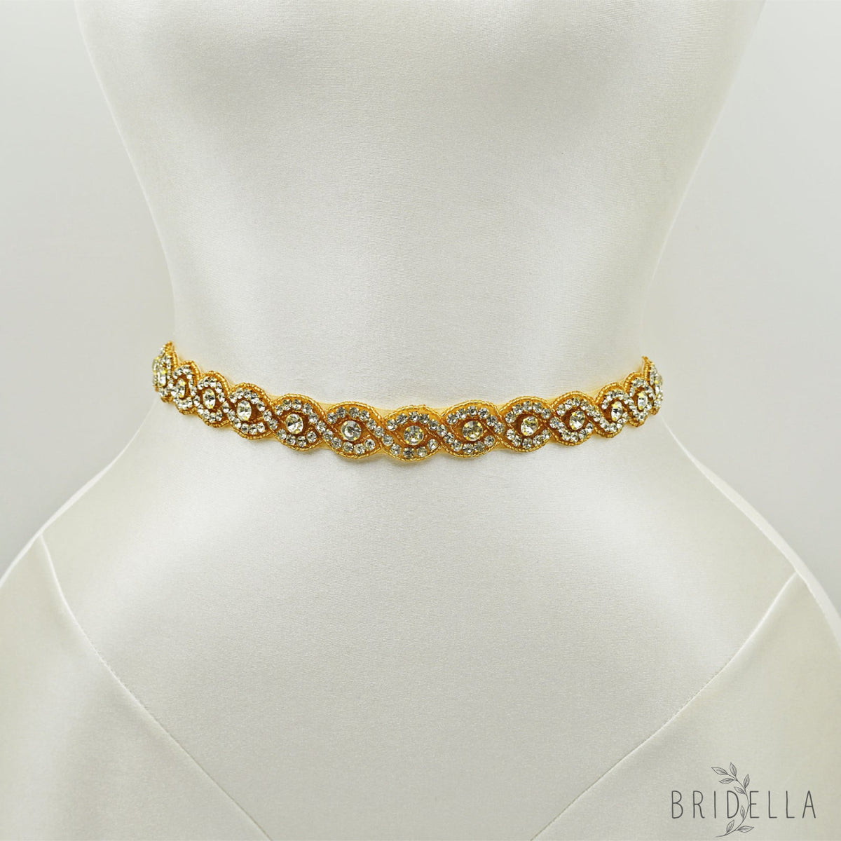 Champagne Rhinestone Bridal Belt Wedding Sash - Champagne Ribbon - Belts