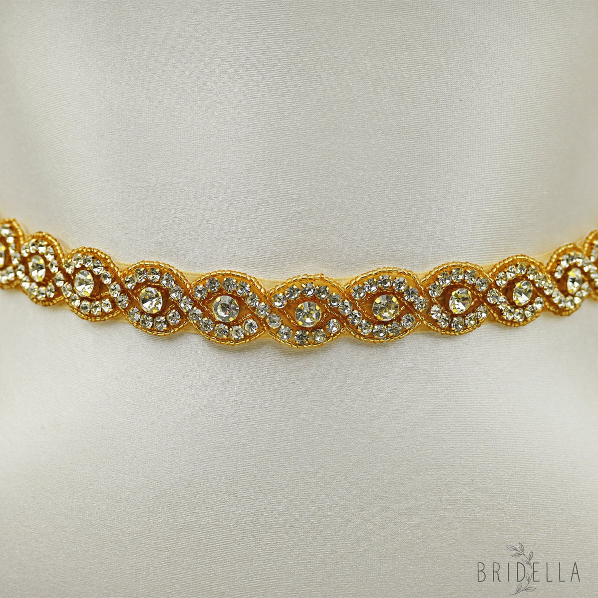 Champagne Rhinestone Bridal Belt Wedding Sash - Champagne Ribbon - Belts