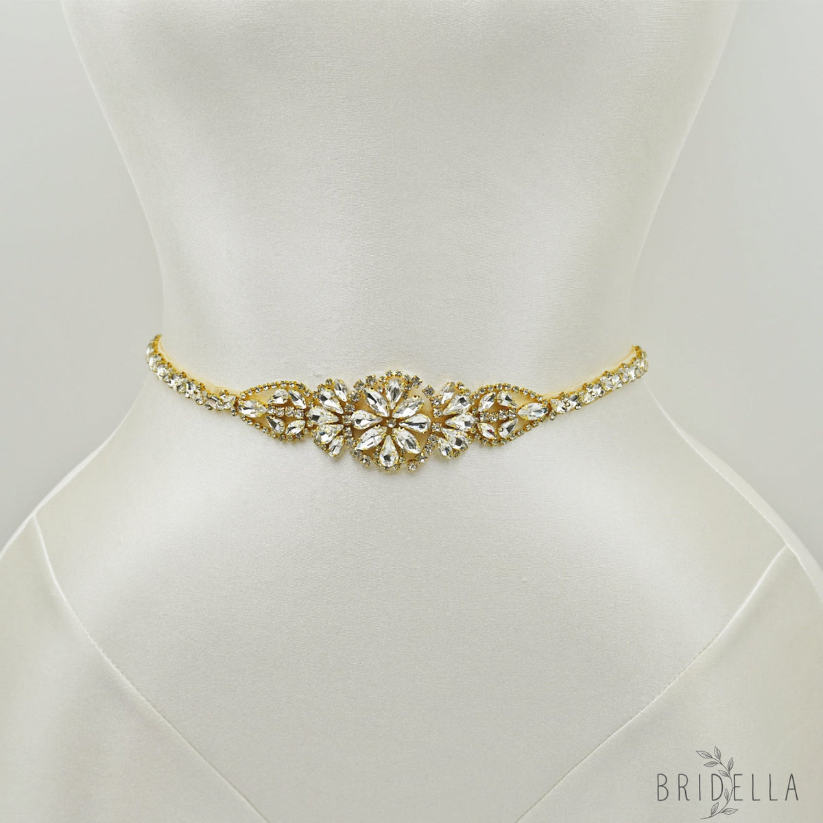 Champagne Rhinestone Bridal Dress Belt for Wedding - Bridella BS489G - Champagne - Belts