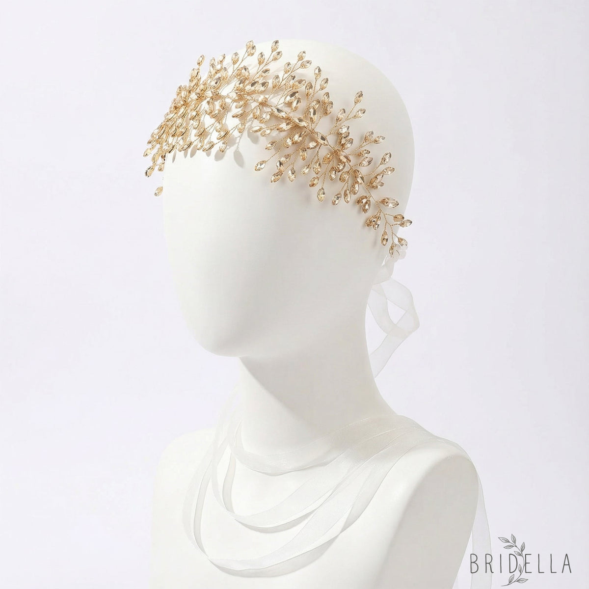 Champagne Rhinestone Bridal Headband – Bridella BHP237 - Champagne