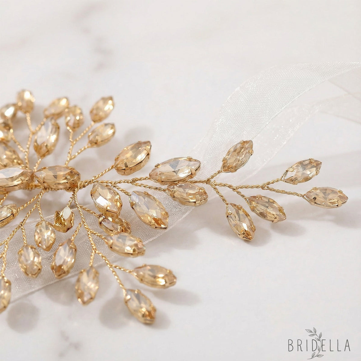 Champagne Rhinestone Bridal Headband – Bridella BHP237 - Champagne