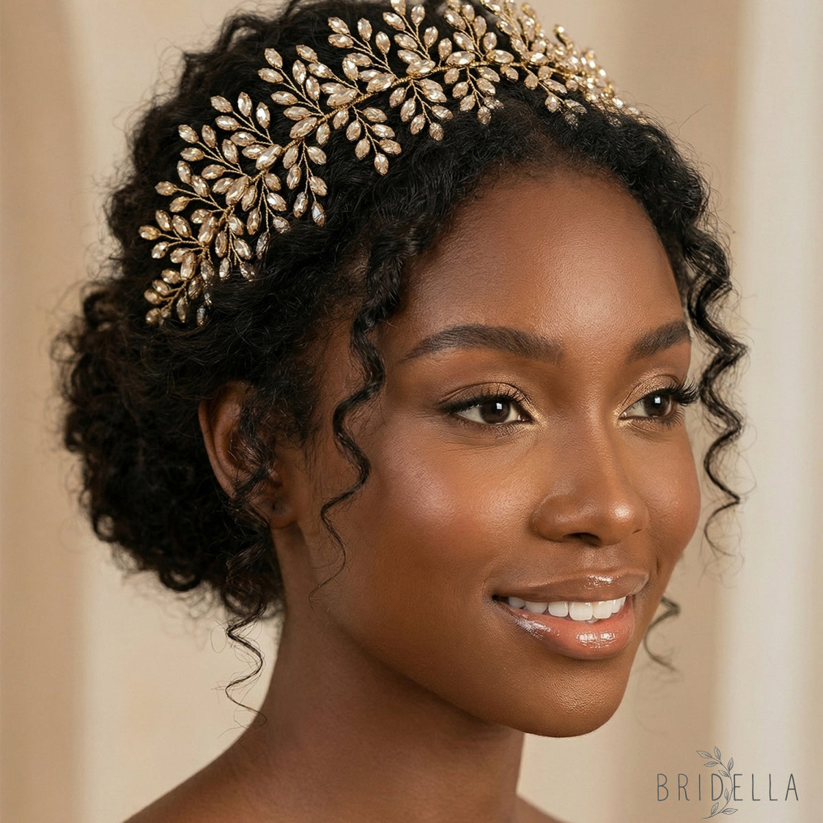 Champagne Rhinestone Bridal Headband – Bridella BHP237 - Champagne