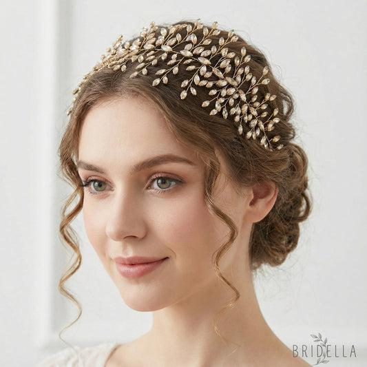 Champagne Rhinestone Bridal Headband – Bridella BHP237 - Champagne