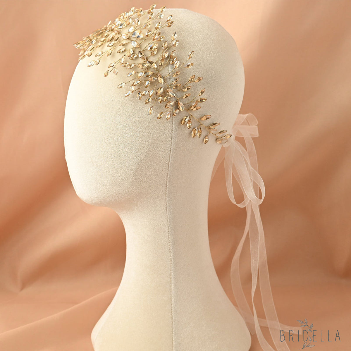 Champagne Rhinestone Bridal Headband – Bridella BHP237 - Champagne