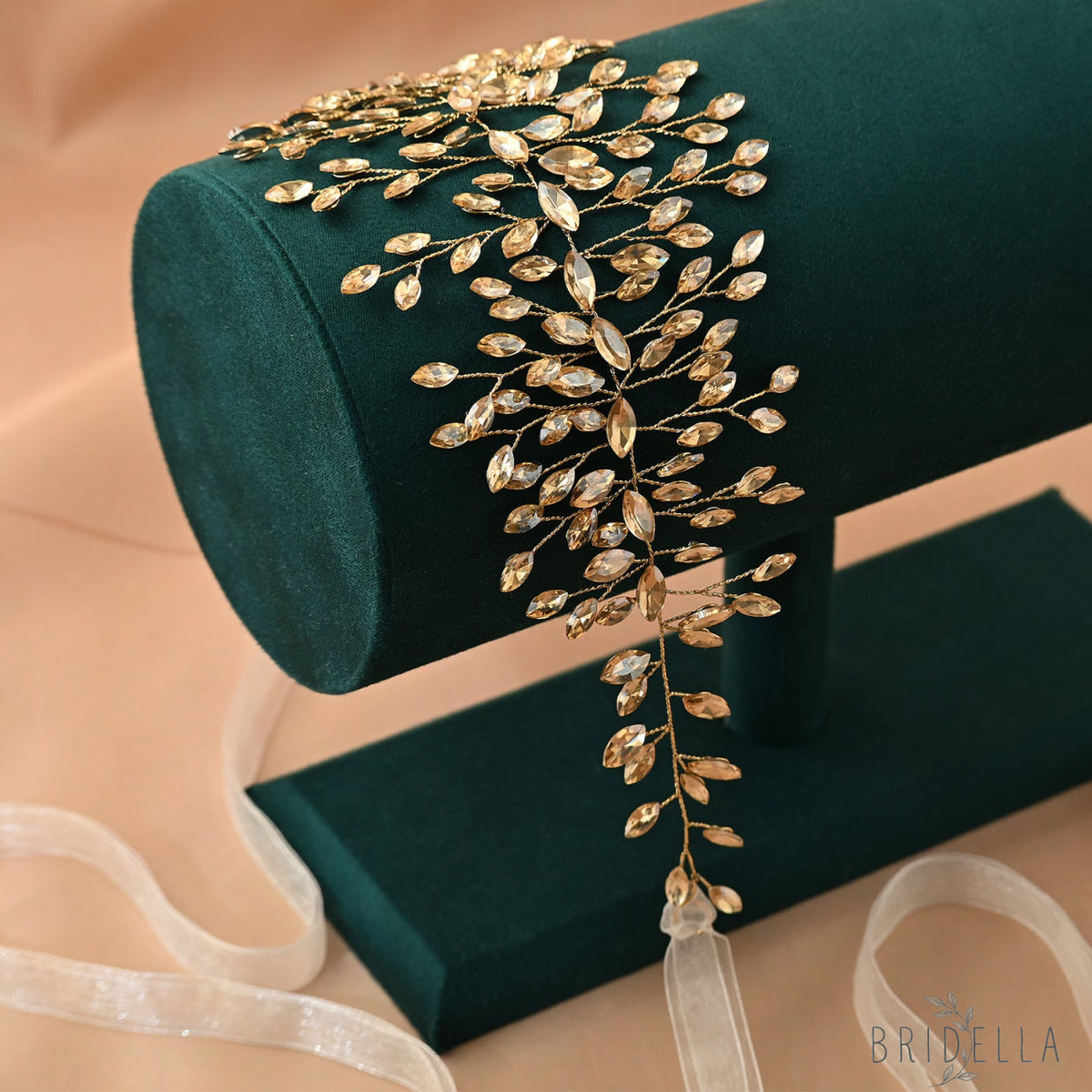 Champagne Rhinestone Bridal Headband – Bridella BHP237 - Champagne